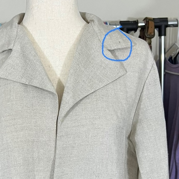 Linen Blend Lagenlook Minimalist VTG Coldwater Creek Beige Open Front Cardigan - Picture 11 of 11